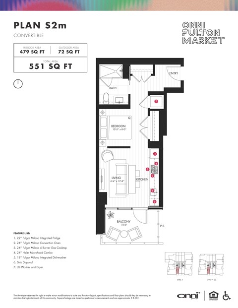 Floor plan for studio, 1 bath, 479 sqft